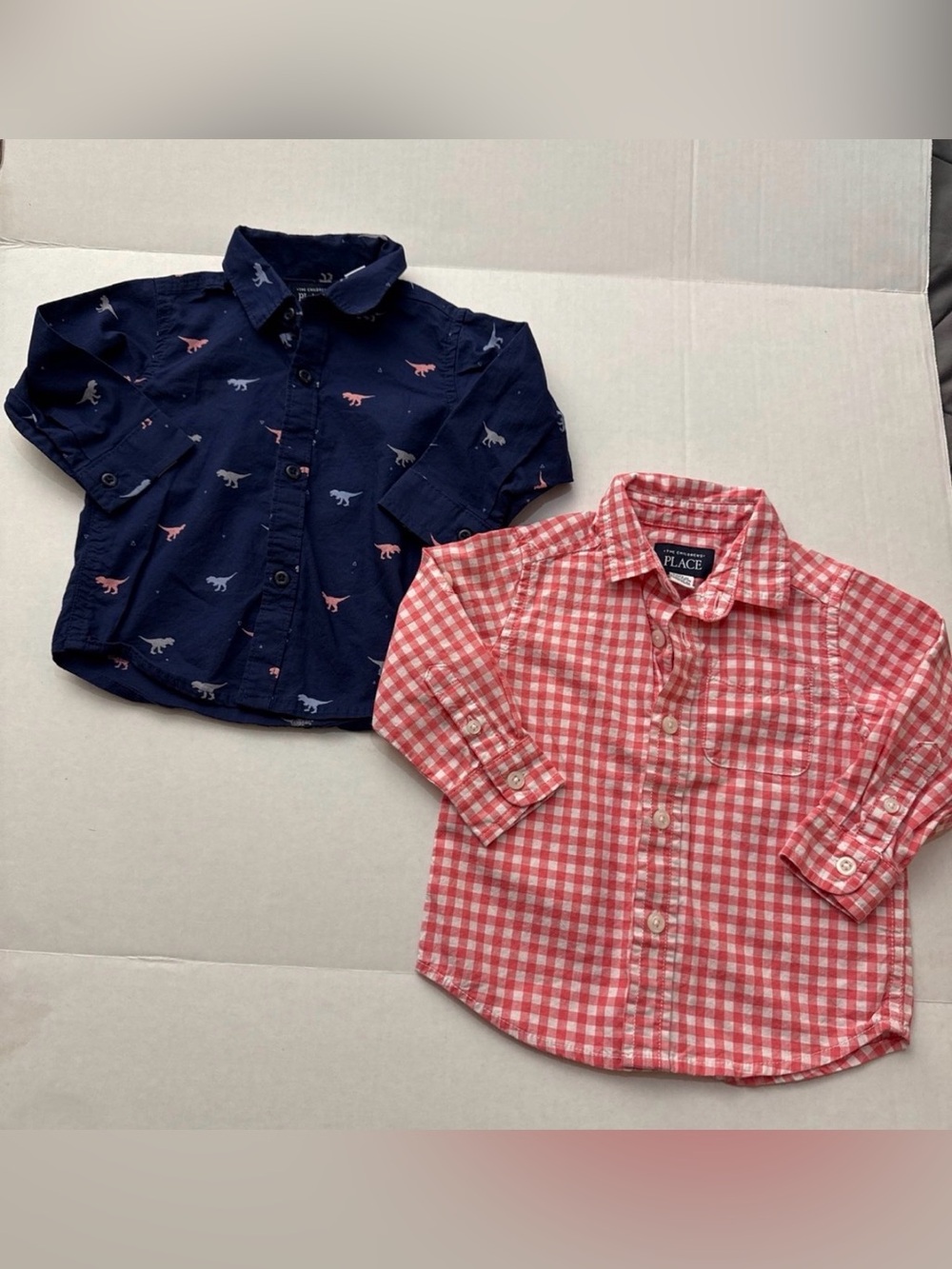 The Children’s Place Long Sleeve Shirt Button Down Size 9-12 Months Red Dino